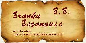 Branka Bežanović vizit kartica